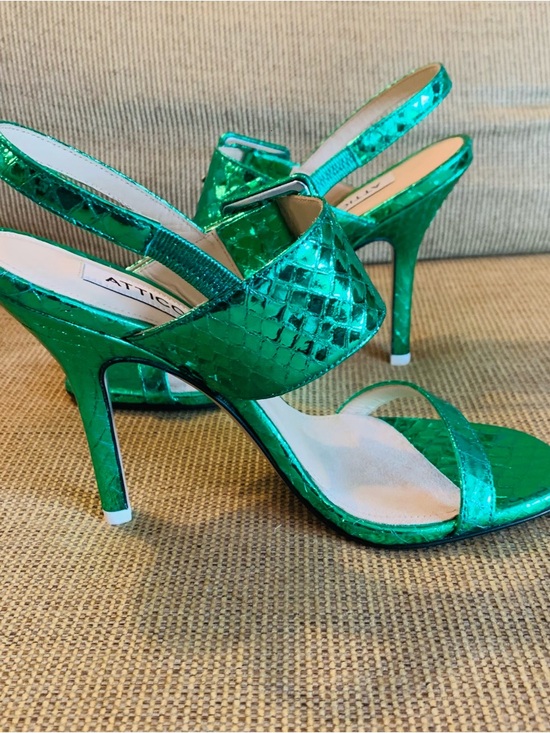 THE ATTICO Mariah Metallic Green Python Embossed Leather Sandals Size 35 / US 5 main image 8